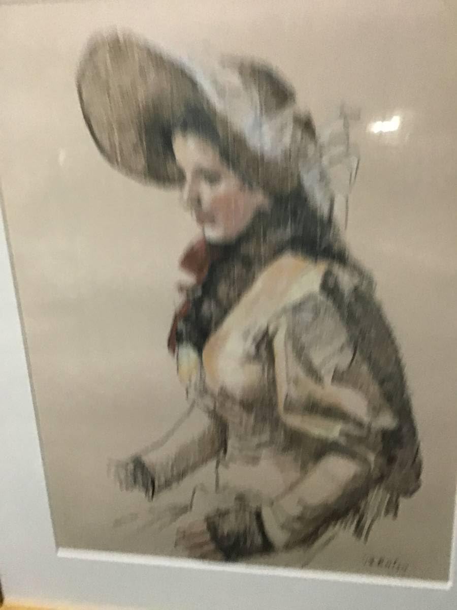 Amazon.co.jp: 小磯良平 複製画 外国婦人 女性像 人物画 額装